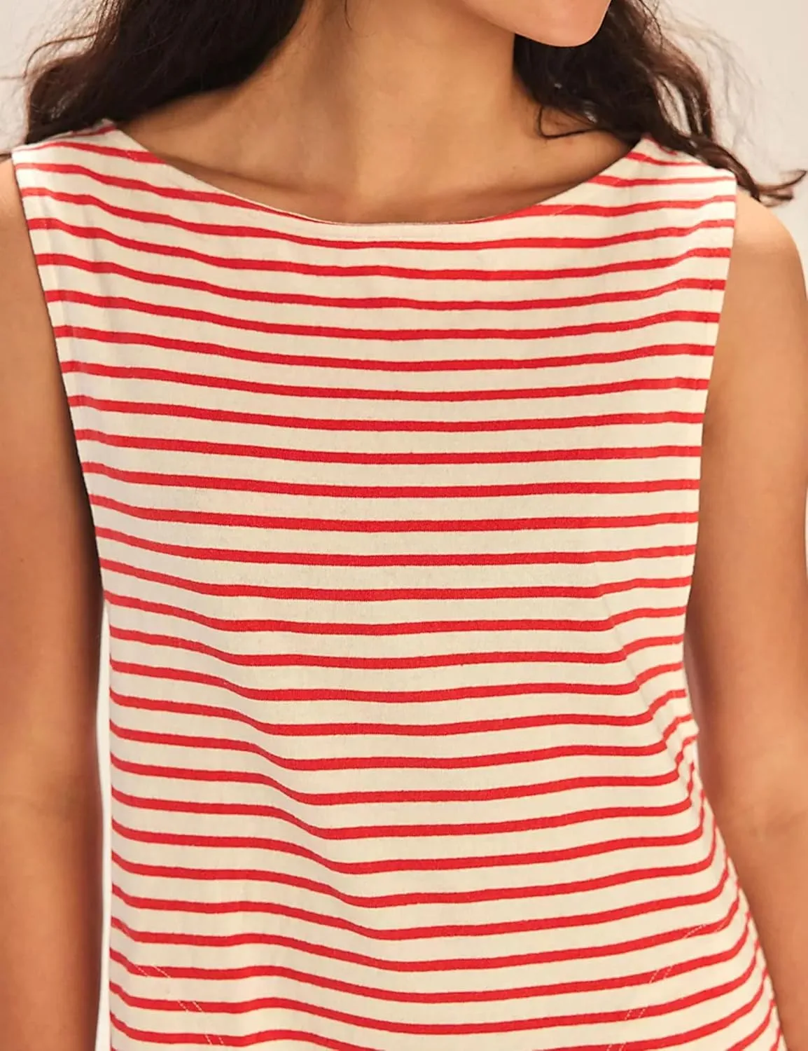 Bozanly Summer Sleeveless Striped Dresses for Women 2025 Cute Beach Mini Tank Sundresses with Pockets