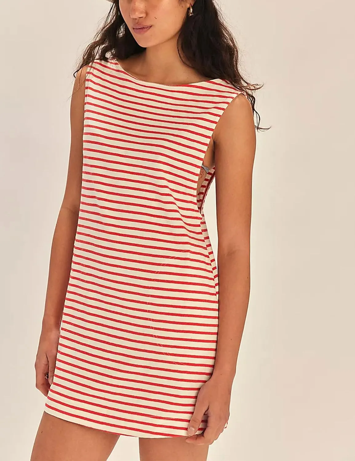 Bozanly Summer Sleeveless Striped Dresses for Women 2025 Cute Beach Mini Tank Sundresses with Pockets