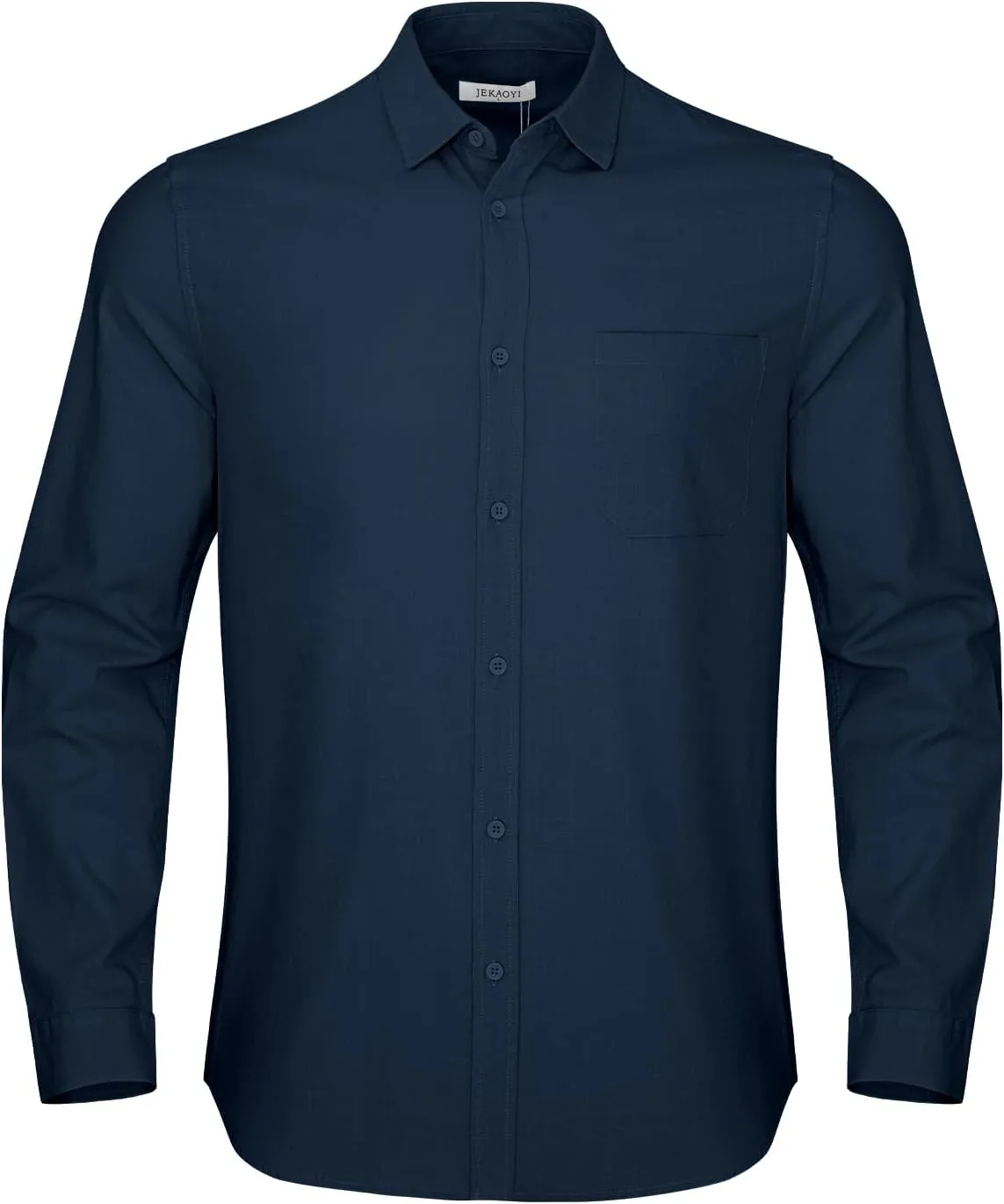 Button Down Linen Shirts for Men Casual Long Sleeve Regular Fit Cotton Beach Shirts with Pocket