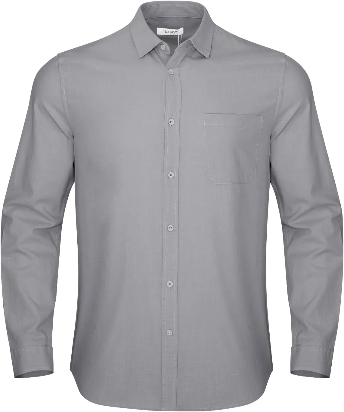 Button Down Linen Shirts for Men Casual Long Sleeve Regular Fit Cotton Beach Shirts with Pocket