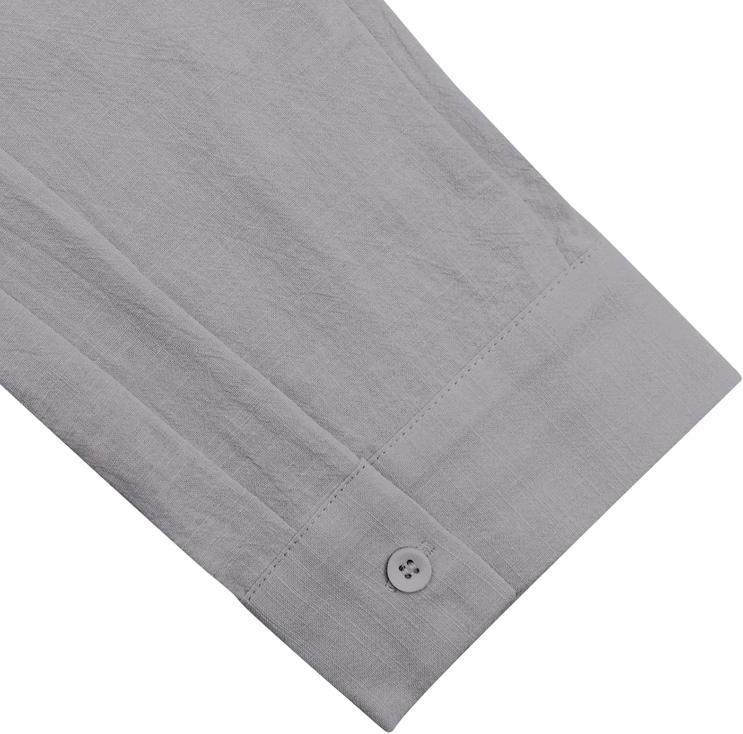 Button Down Linen Shirts for Men Casual Long Sleeve Regular Fit Cotton Beach Shirts with Pocket