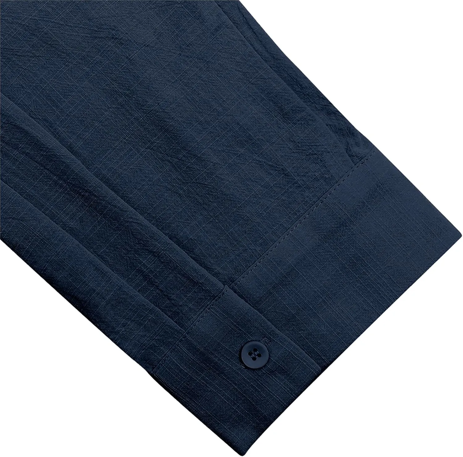 Button Down Linen Shirts for Men Casual Long Sleeve Regular Fit Cotton Beach Shirts with Pocket