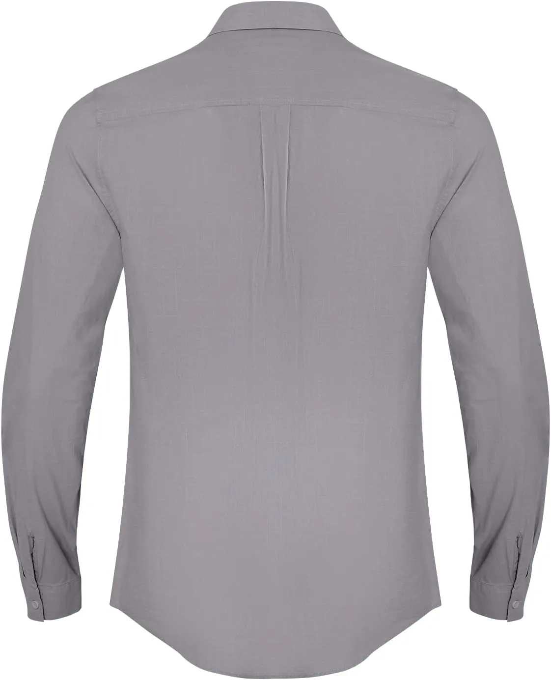Button Down Linen Shirts for Men Casual Long Sleeve Regular Fit Cotton Beach Shirts with Pocket