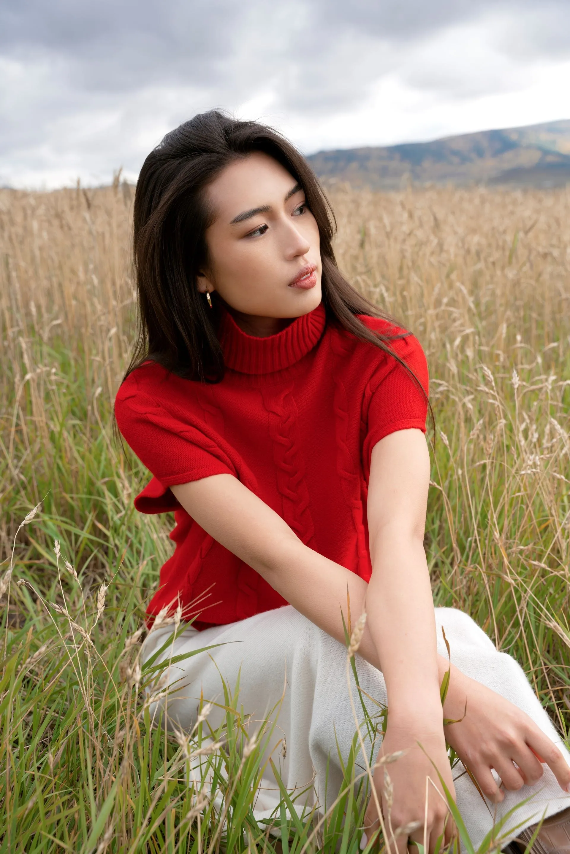 Cable-knit Turtleneck Vest