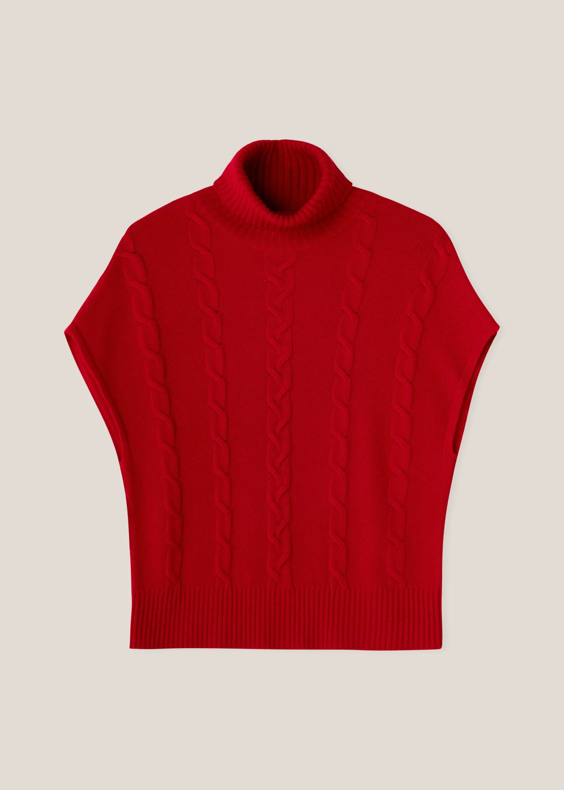 Cable-knit Turtleneck Vest