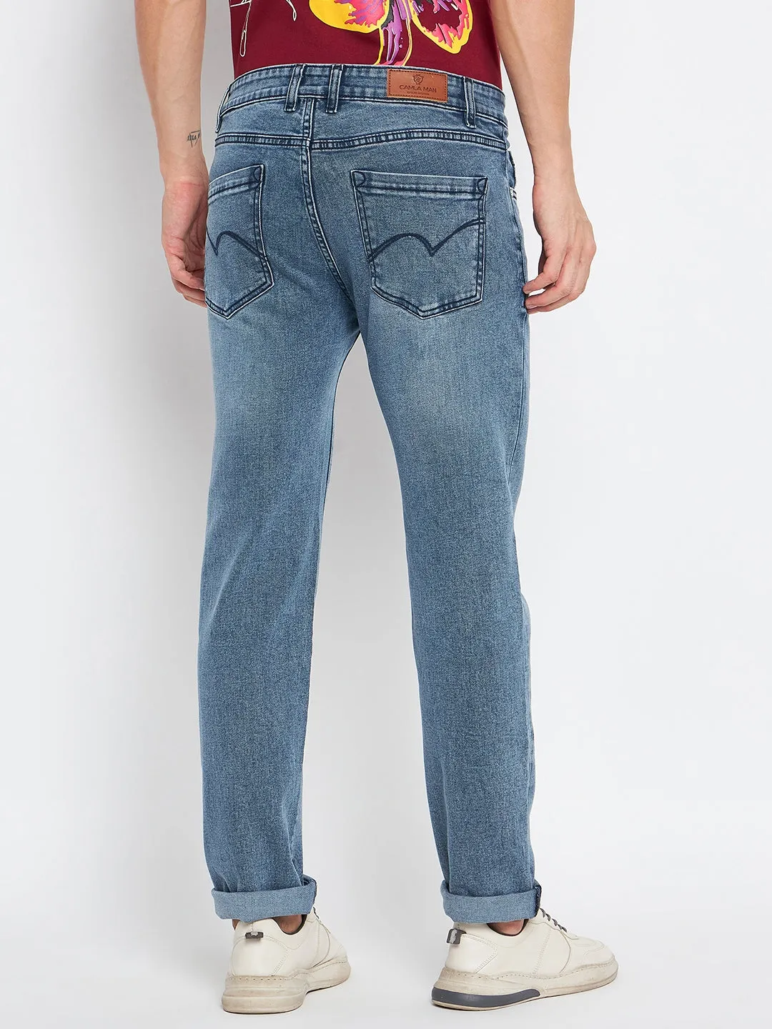 Camla Barcelona Men'S Anthra Blue Regular Fit Jeans