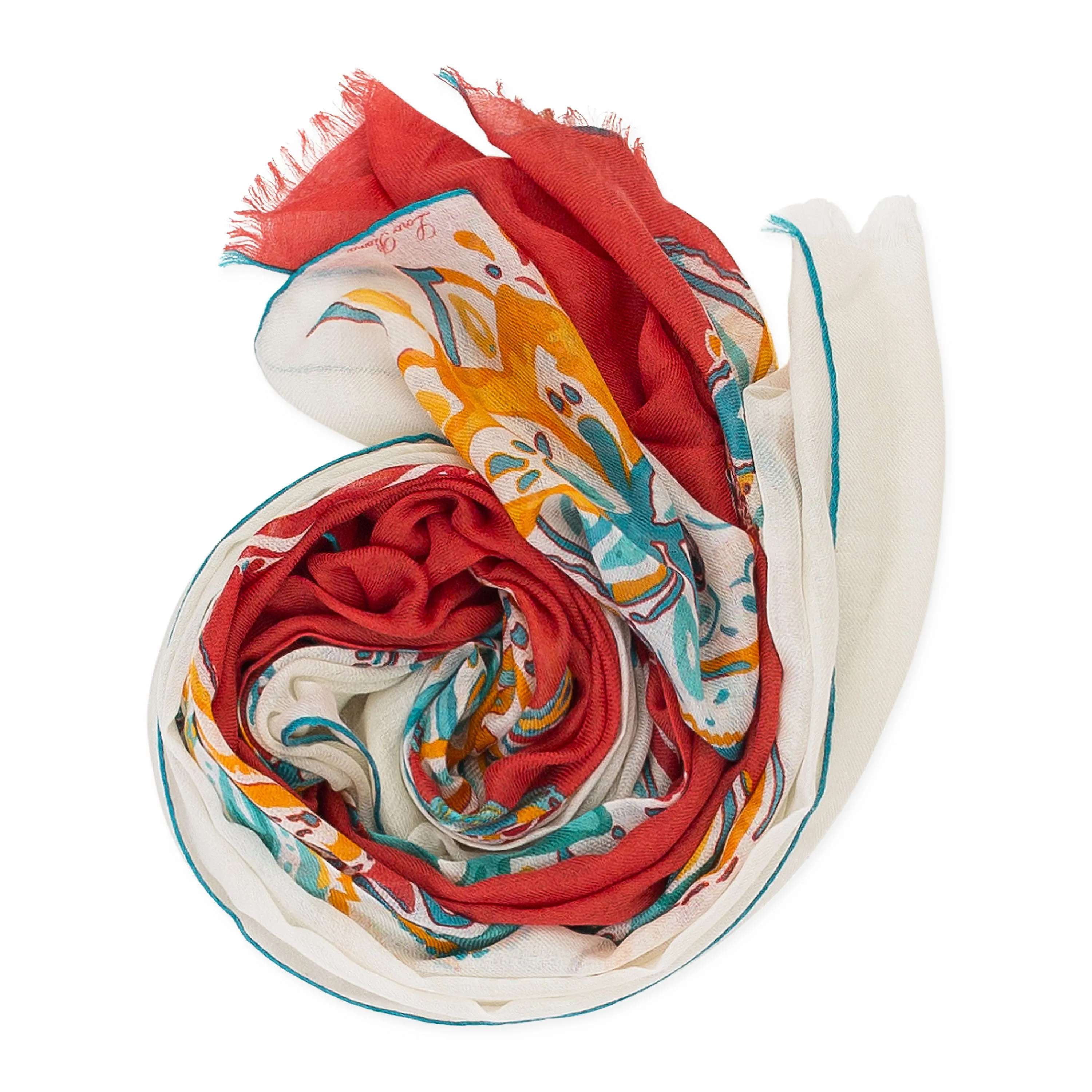 CASHMERE FLORAL PRINT MULTICOLOR SCARF