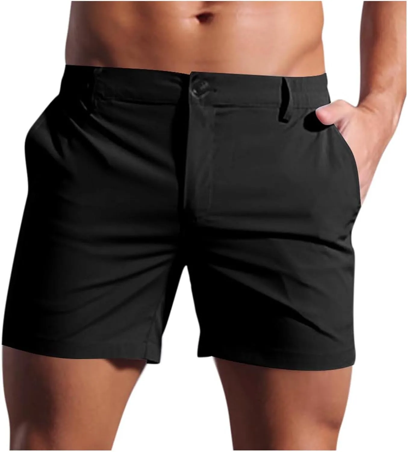Casual Shorts for Men Flat Front Chinos Bermuda Pull On Shorts 5 Inch Dressy Casual Vacation Beach Summer Clothes