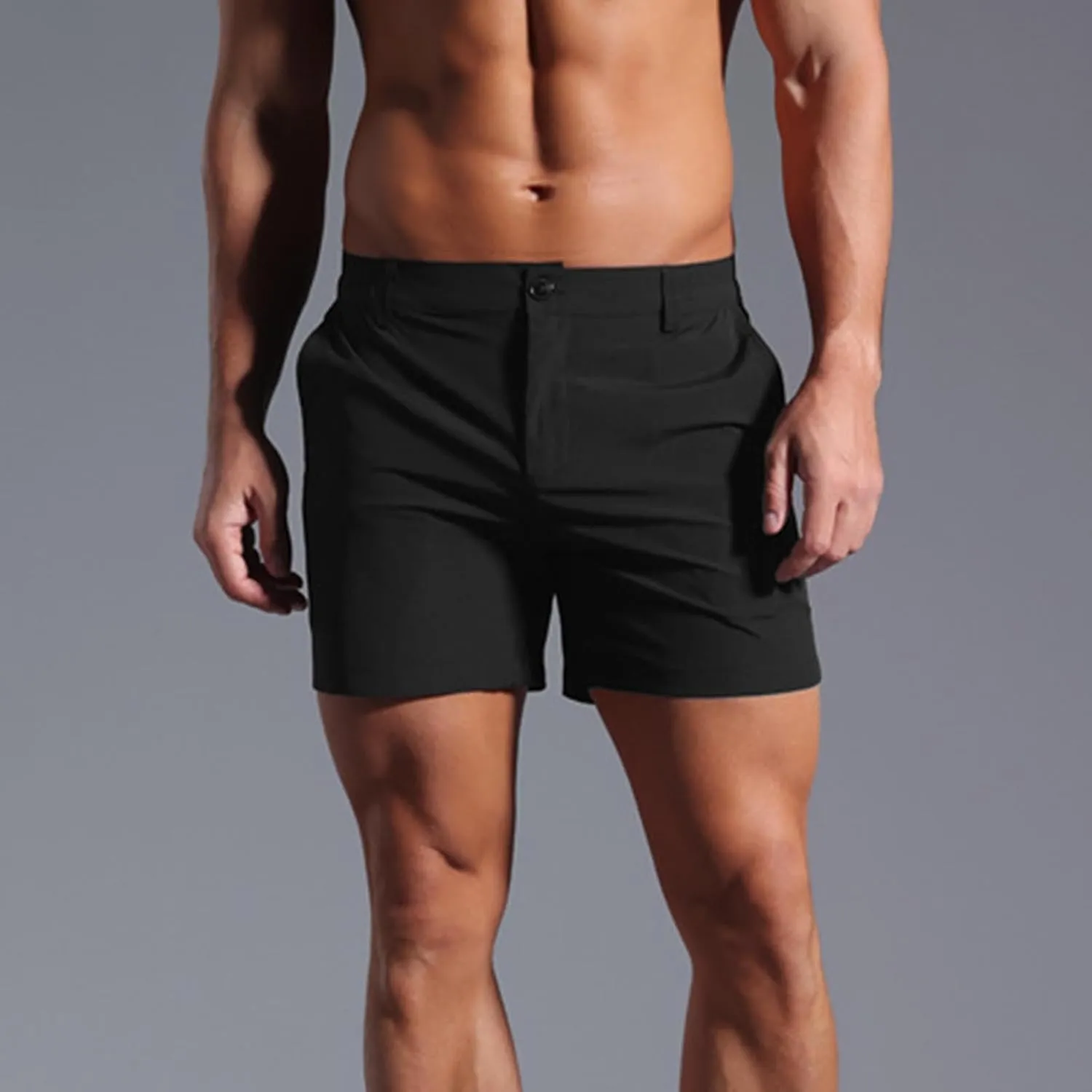 Casual Shorts for Men Flat Front Chinos Bermuda Pull On Shorts 5 Inch Dressy Casual Vacation Beach Summer Clothes