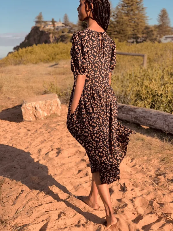 Cecilie Vintage Floral Midi Dress