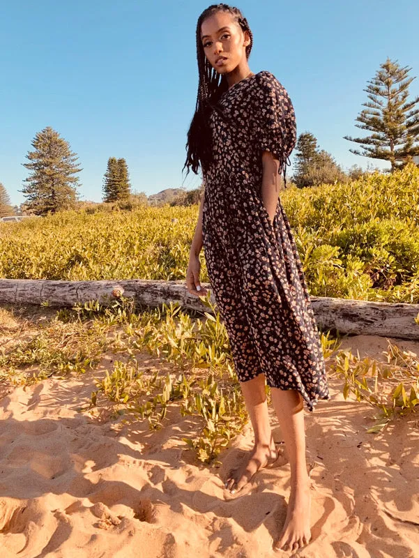 Cecilie Vintage Floral Midi Dress