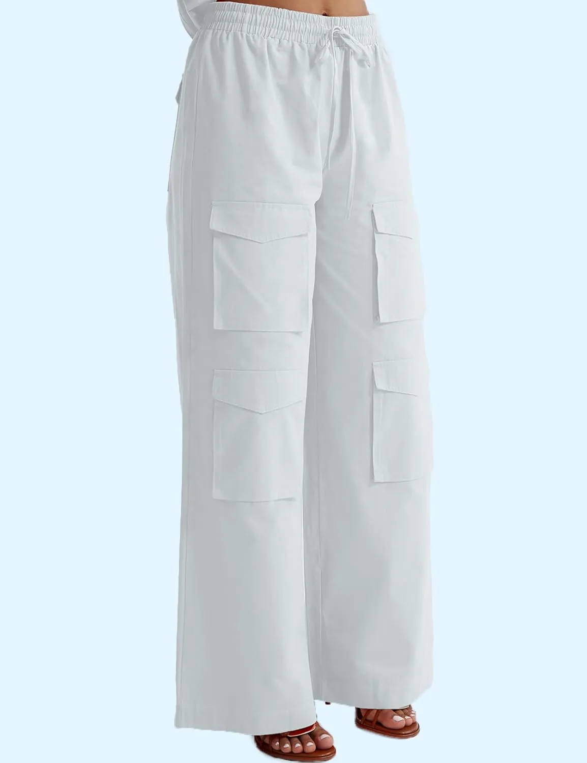 CHERFLY Women's 2 Piece Outfits 2025 Summer Sleeveless Sweatsuits Tube Top Cargo Pants with Pockets Casual Tracksuits