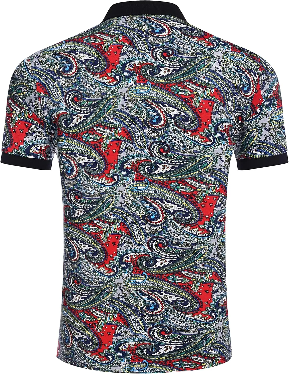 COOFANDY Mens Casual Short Sleeve Polo Shirts Slim Fit Paisley Polo T Shirts Floral Print Shirt