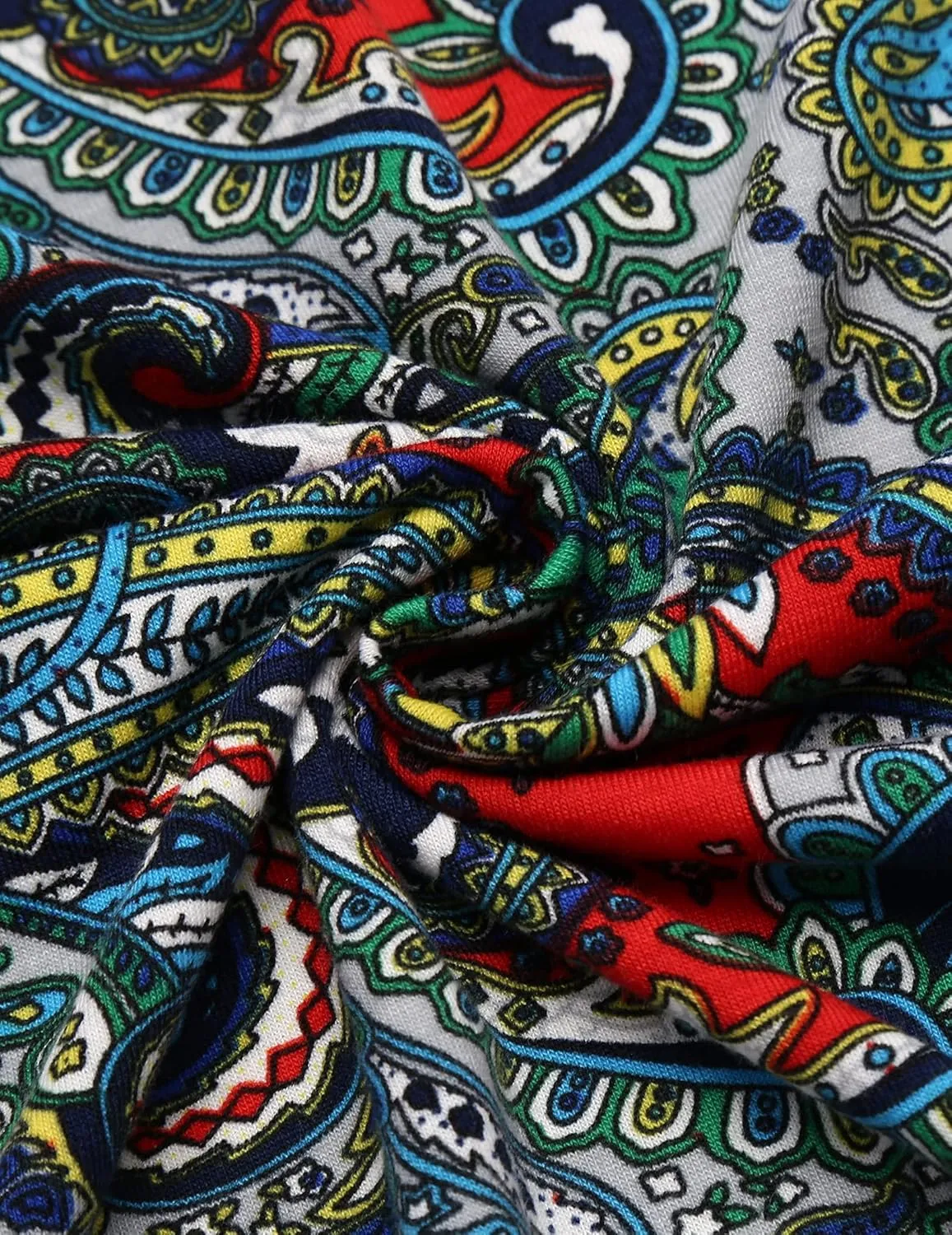 COOFANDY Mens Casual Short Sleeve Polo Shirts Slim Fit Paisley Polo T Shirts Floral Print Shirt