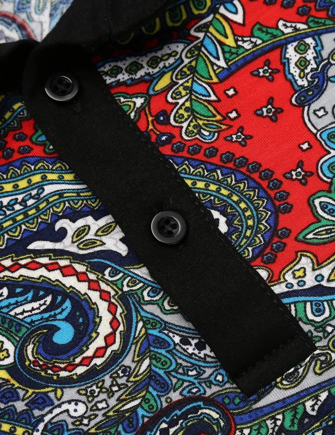 COOFANDY Mens Casual Short Sleeve Polo Shirts Slim Fit Paisley Polo T Shirts Floral Print Shirt