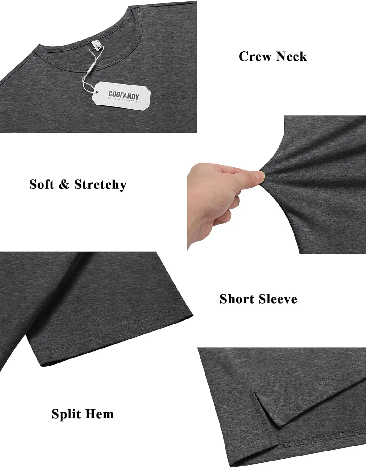 COOFANDY Men's Cotton T-Shirt Short Sleeve Crew Neck Tee Shirts Casual Solid Basic Tops