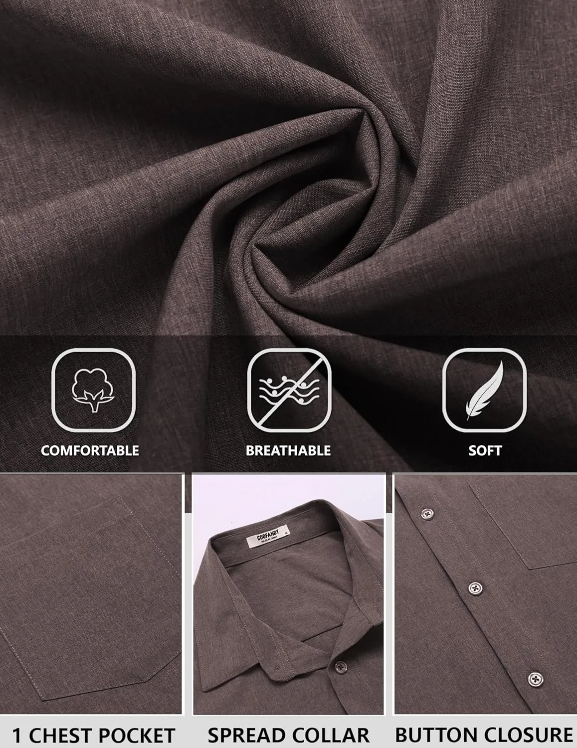 COOFANDY Men's Linen Long Sleeve Shirts Casual Button Down Untucked Shirt Vacation Wedding Shirts with Pocket