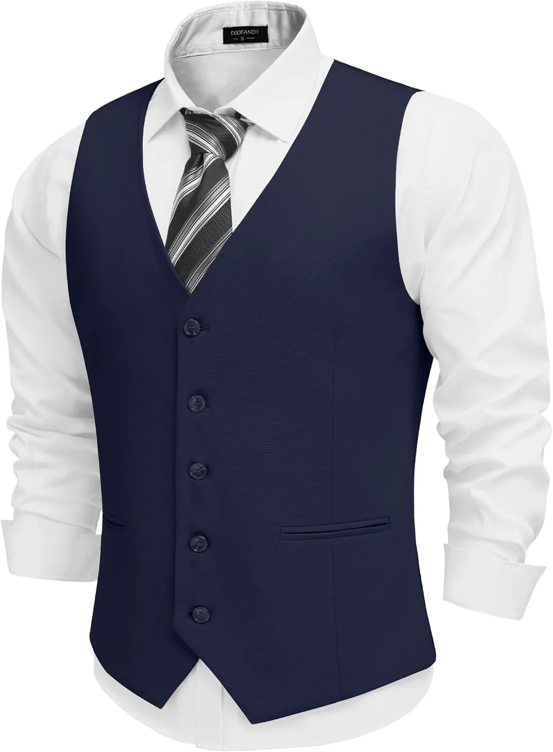 COOFANDY Men's Linen Vest Casual Linen Slim Fit Suit Vests Dress Waistcoat Wedding Business Prom