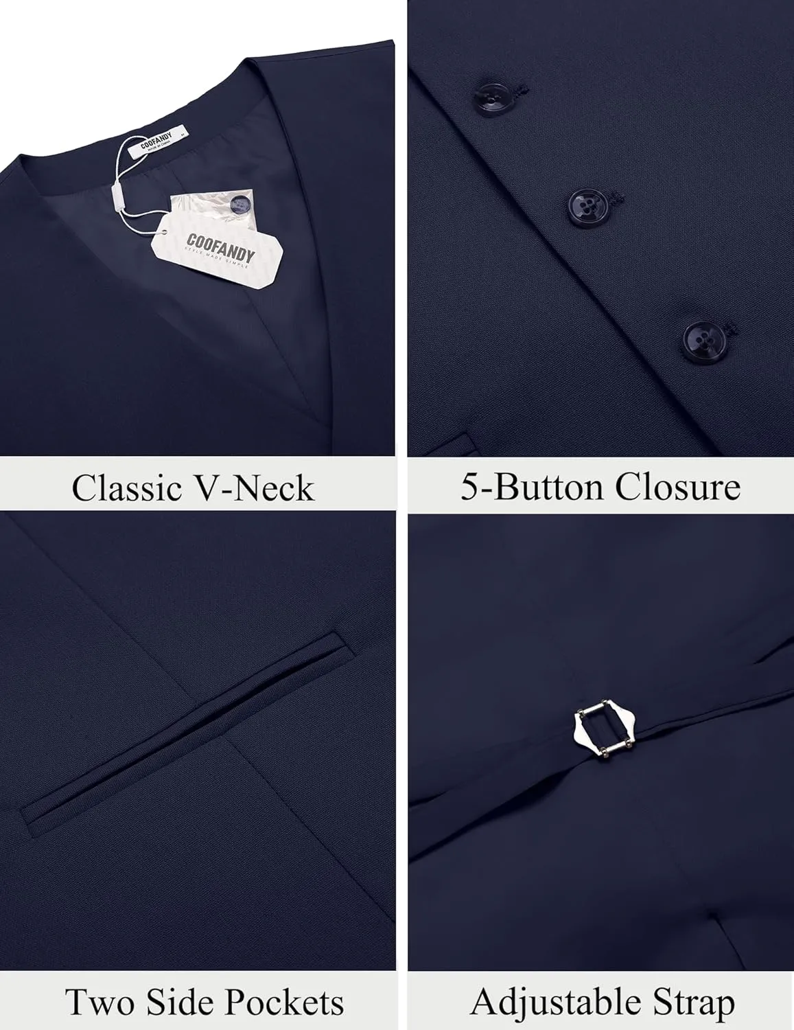 COOFANDY Men's Linen Vest Casual Linen Slim Fit Suit Vests Dress Waistcoat Wedding Business Prom