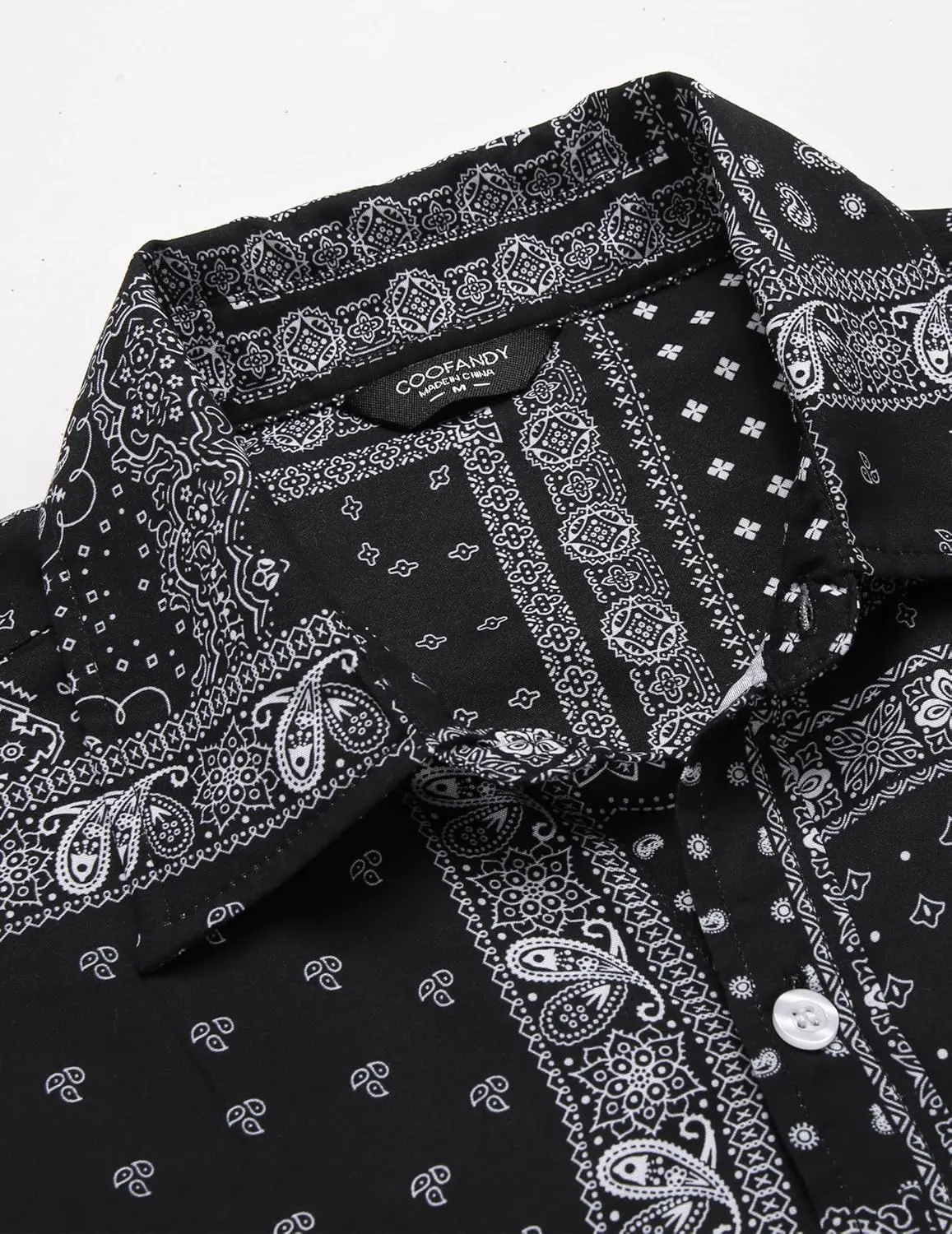 COOFANDY Mens Paisley Printed Shirts Casual Long Sleeve Button Down Shirts Floral Dress Shirt with Pockets
