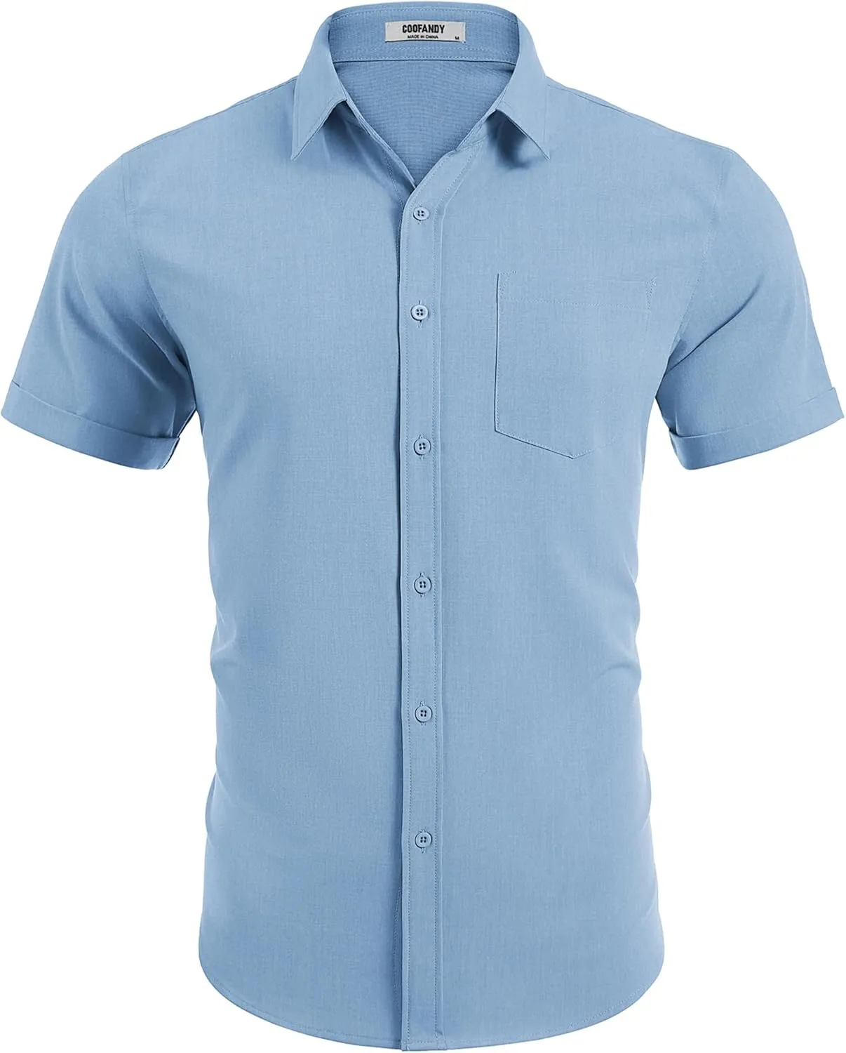 COOFANDY Mens Short Sleeve Button Down Shirts Casual Summer Beach Shirt Wedding Dress Shirts with Pocket