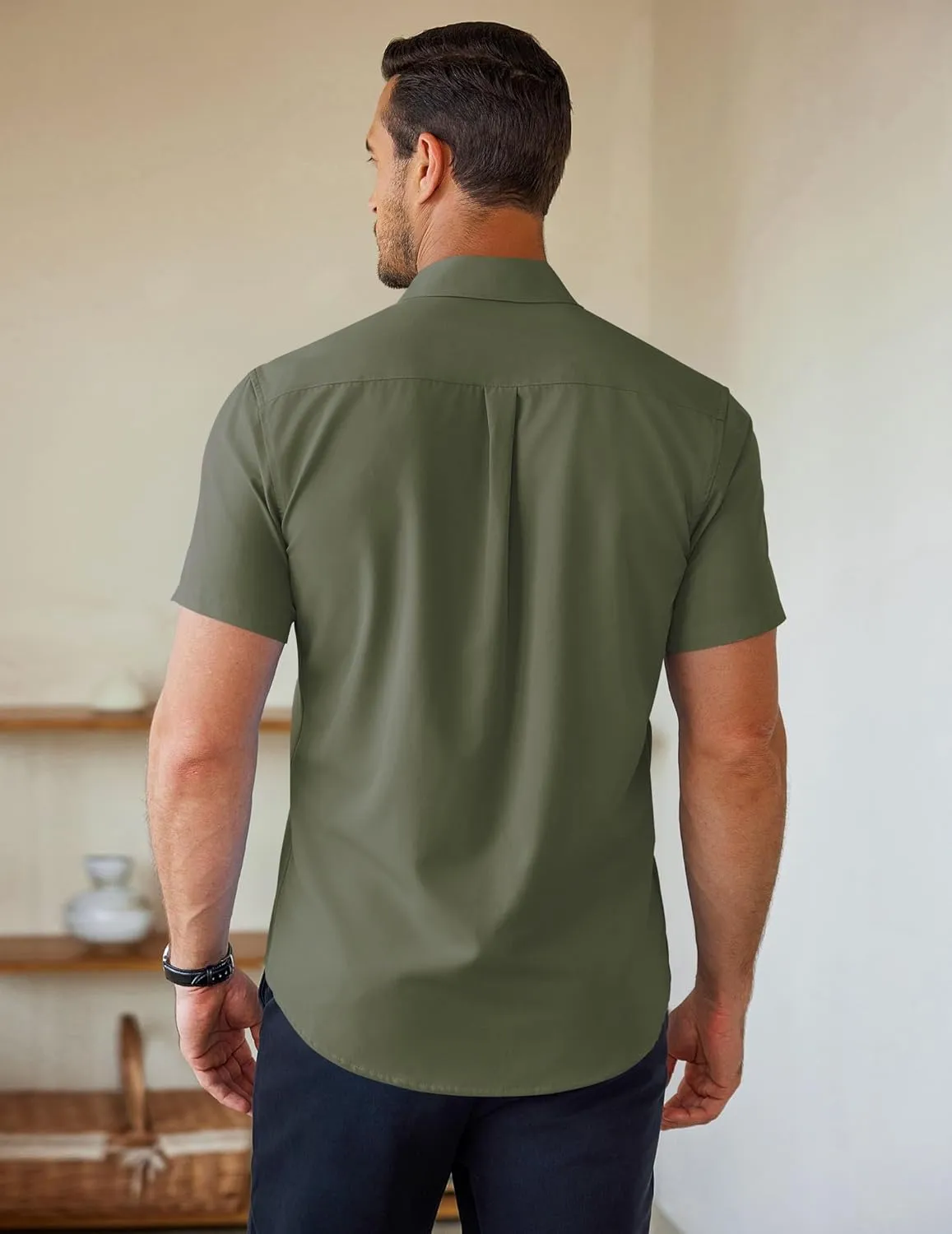 COOFANDY Men's Short Sleeve Button Down Shirts Casual Summer Untucked Wrinkle Free Dress Shirts with Pocket