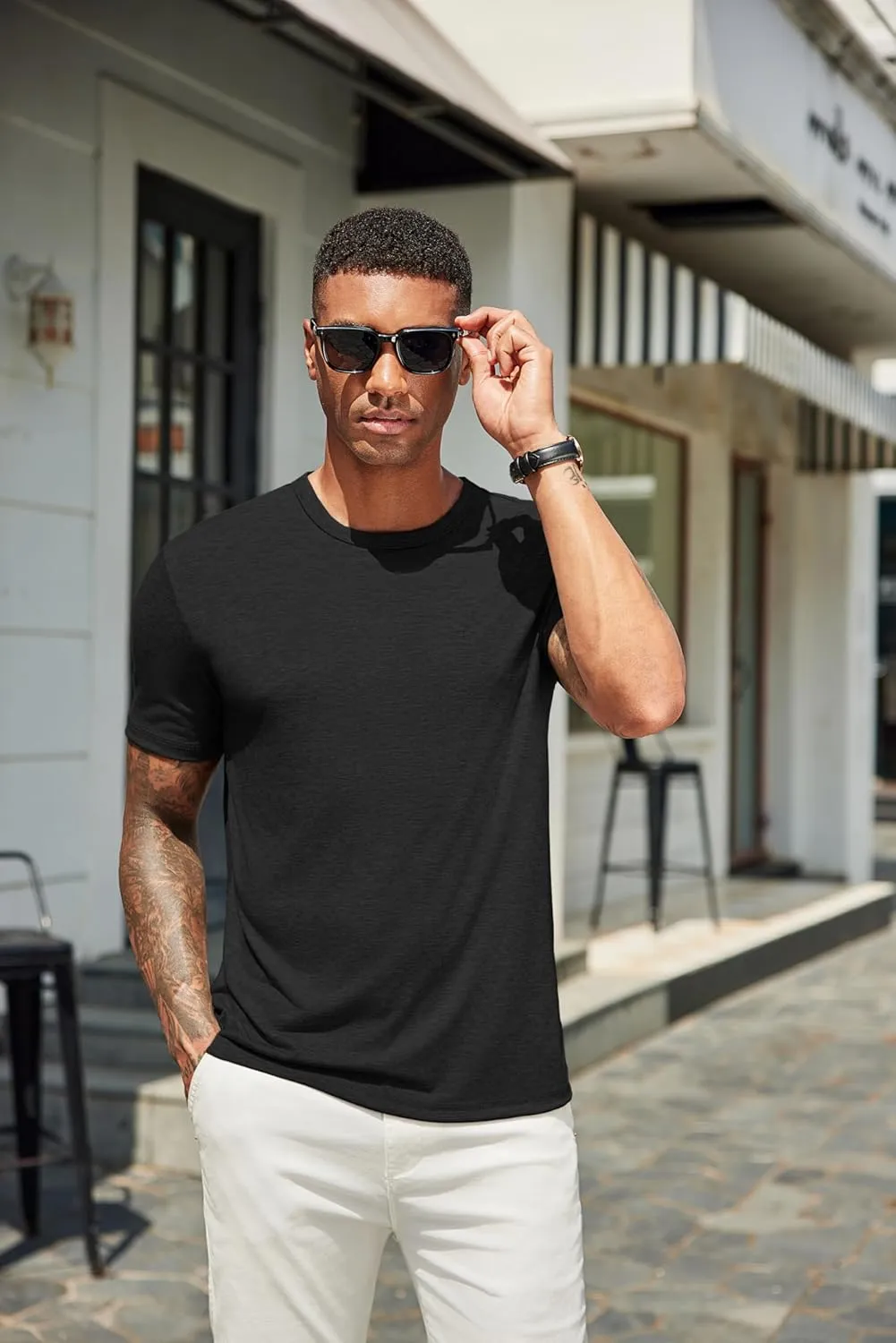COOFANDY Men's T Shirts Short Sleeve Soft Crew Neck Lightweight Tee Shirts Casual Summer Basic Tops