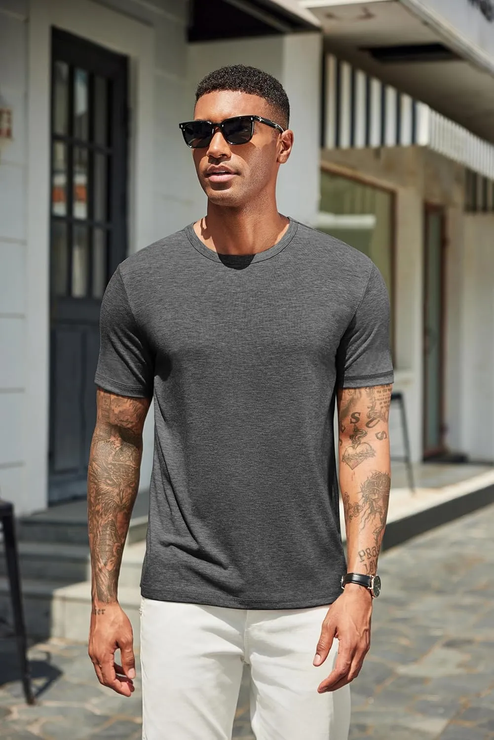 COOFANDY Men's T Shirts Short Sleeve Soft Crew Neck Lightweight Tee Shirts Casual Summer Basic Tops