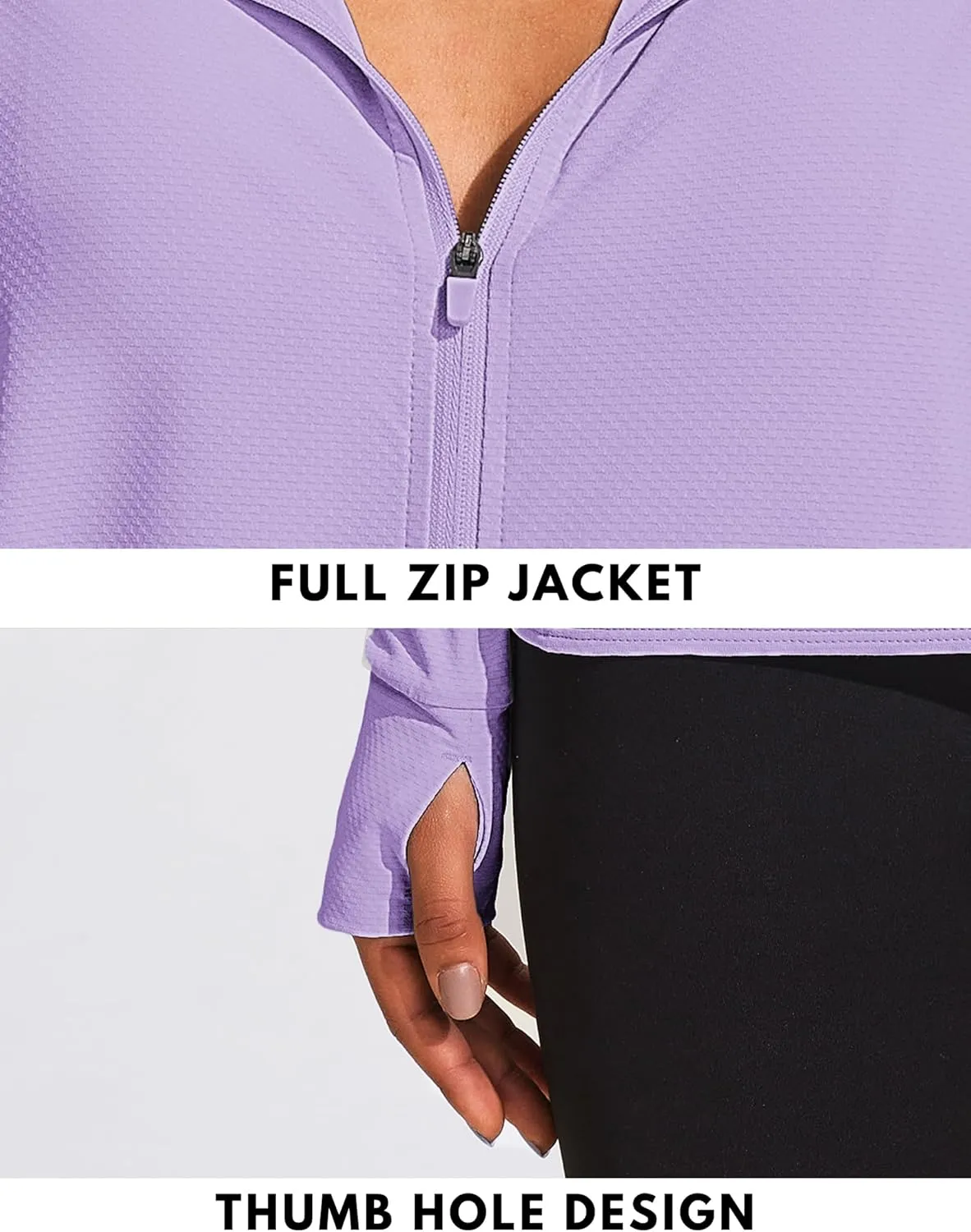 COOrun Women's UPF 50  Jackets Sun Protection Golf Athletic Jackets Lightweight Full Zip Long Sleeve Shirts with Pockets