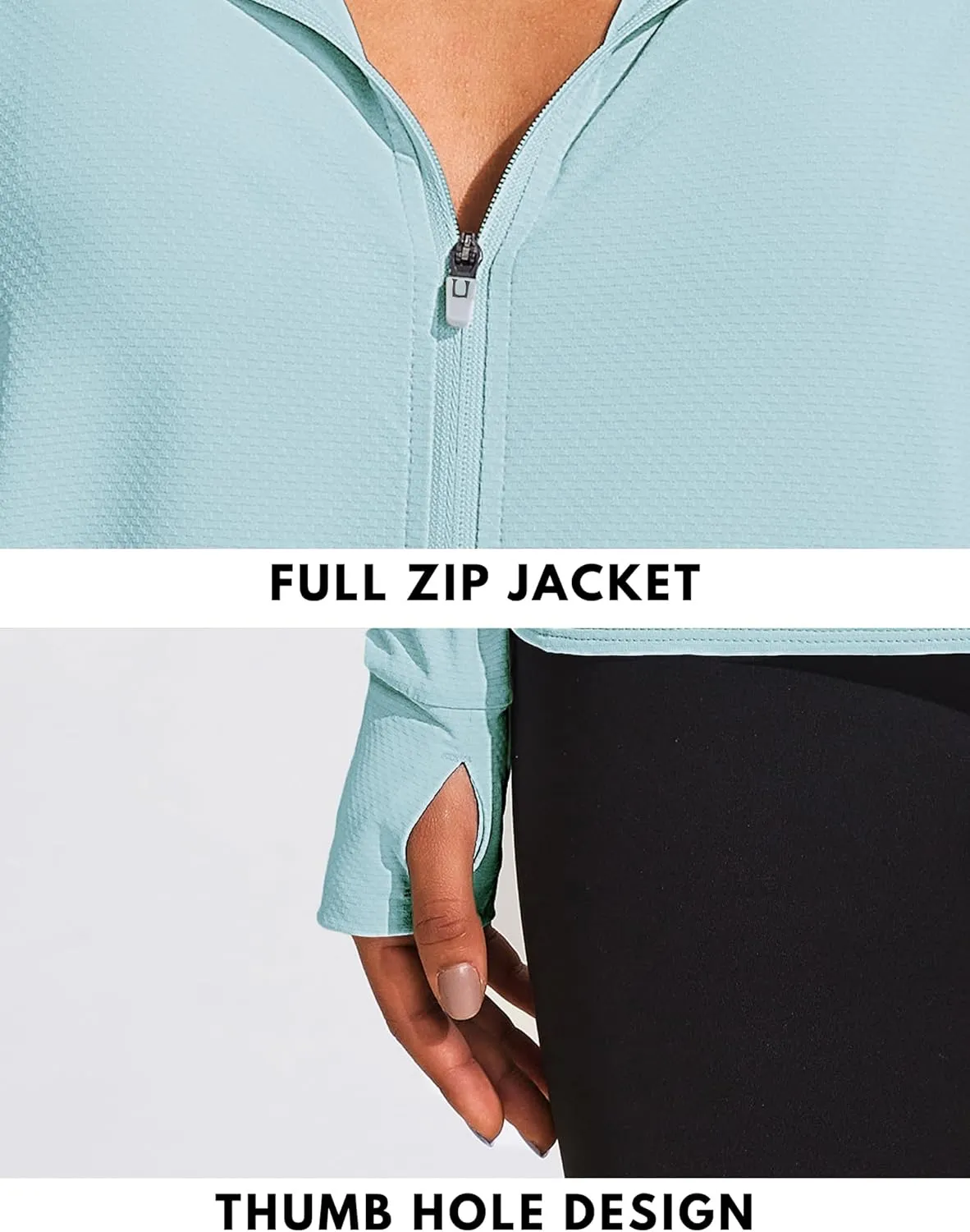 COOrun Women's UPF 50  Jackets Sun Protection Golf Athletic Jackets Lightweight Full Zip Long Sleeve Shirts with Pockets