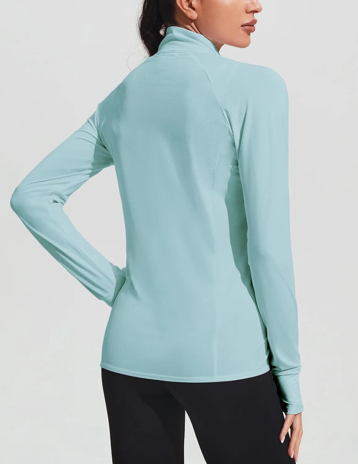 COOrun Women's UPF 50  Jackets Sun Protection Golf Athletic Jackets Lightweight Full Zip Long Sleeve Shirts with Pockets