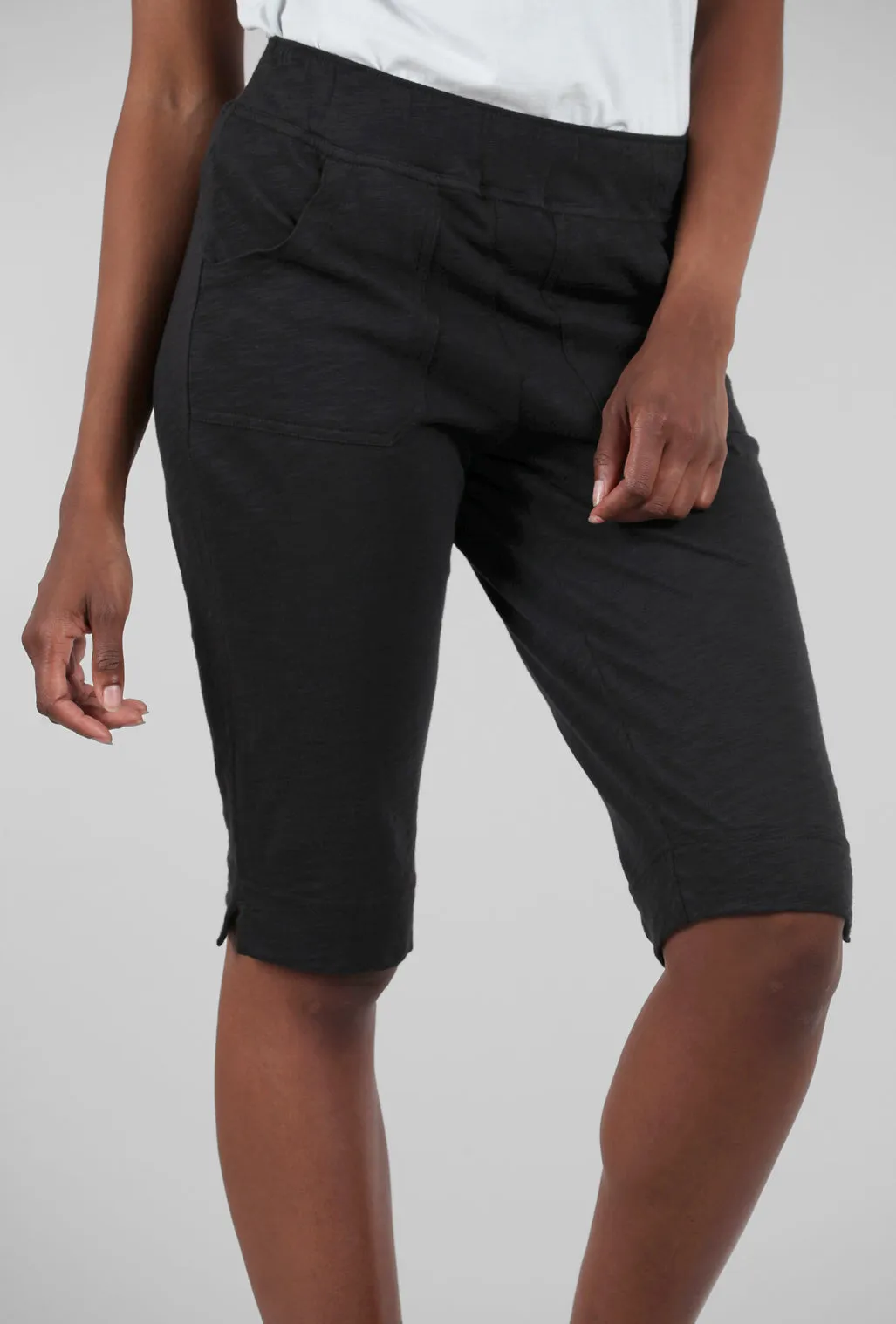 Cotton Slub Pedal Pusher, Black