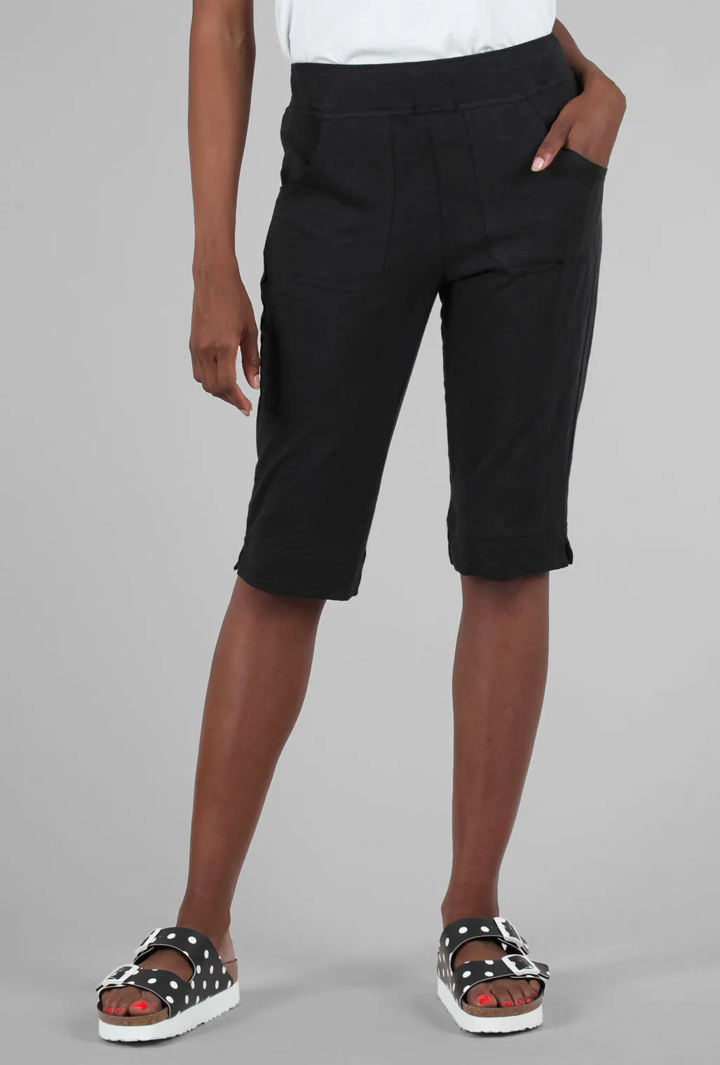 Cotton Slub Pedal Pusher, Black