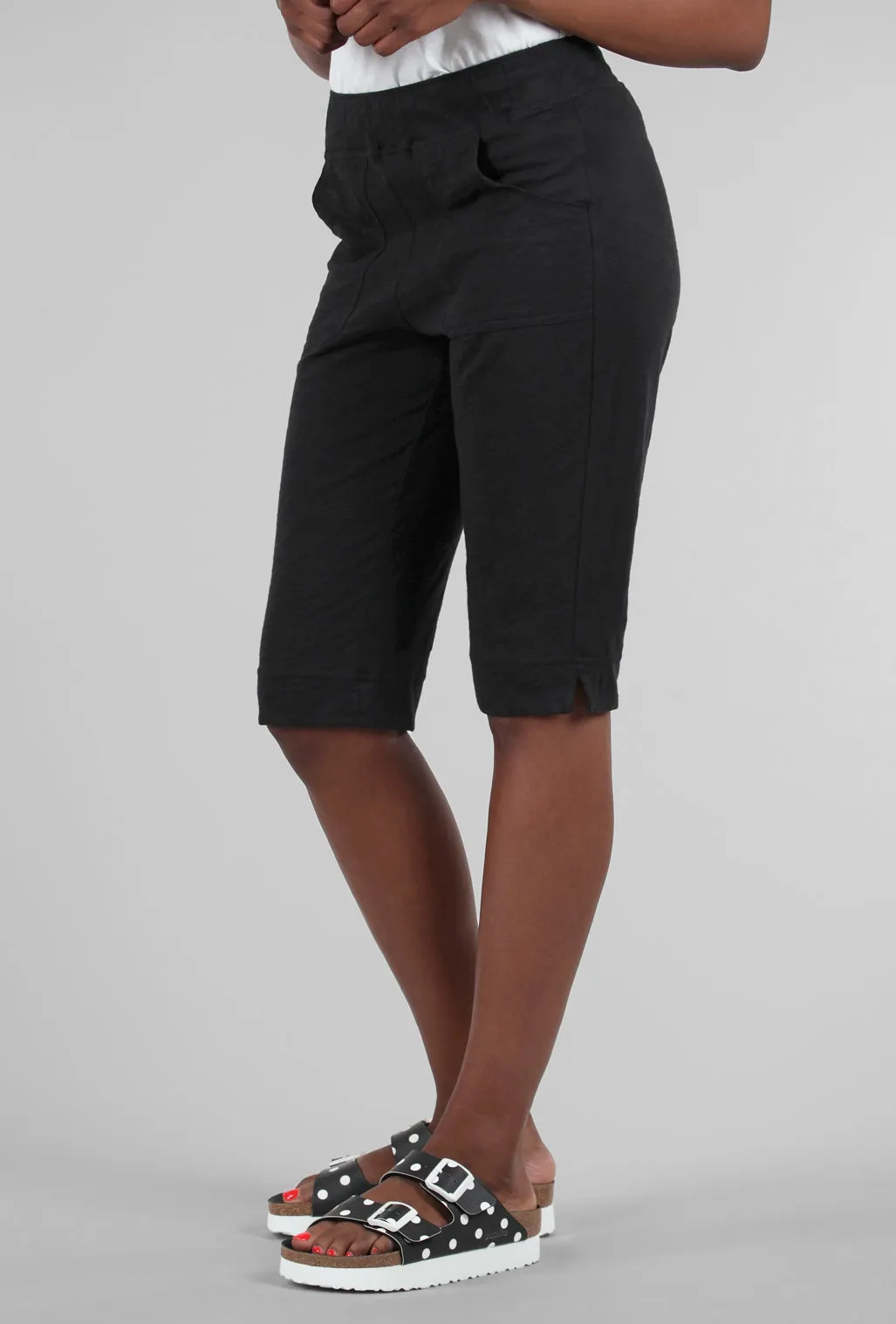 Cotton Slub Pedal Pusher, Black