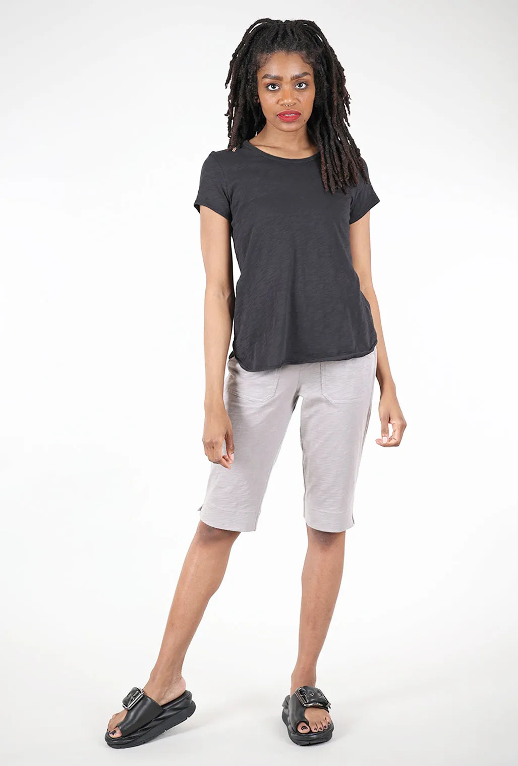 Cotton Slub Pedal Pusher, Fog