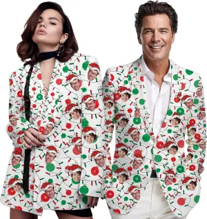 Custom Blazer Jacket for Women Men with Logo Face Personalized Funny Business Casual Christmas Sweatshirt Blazers