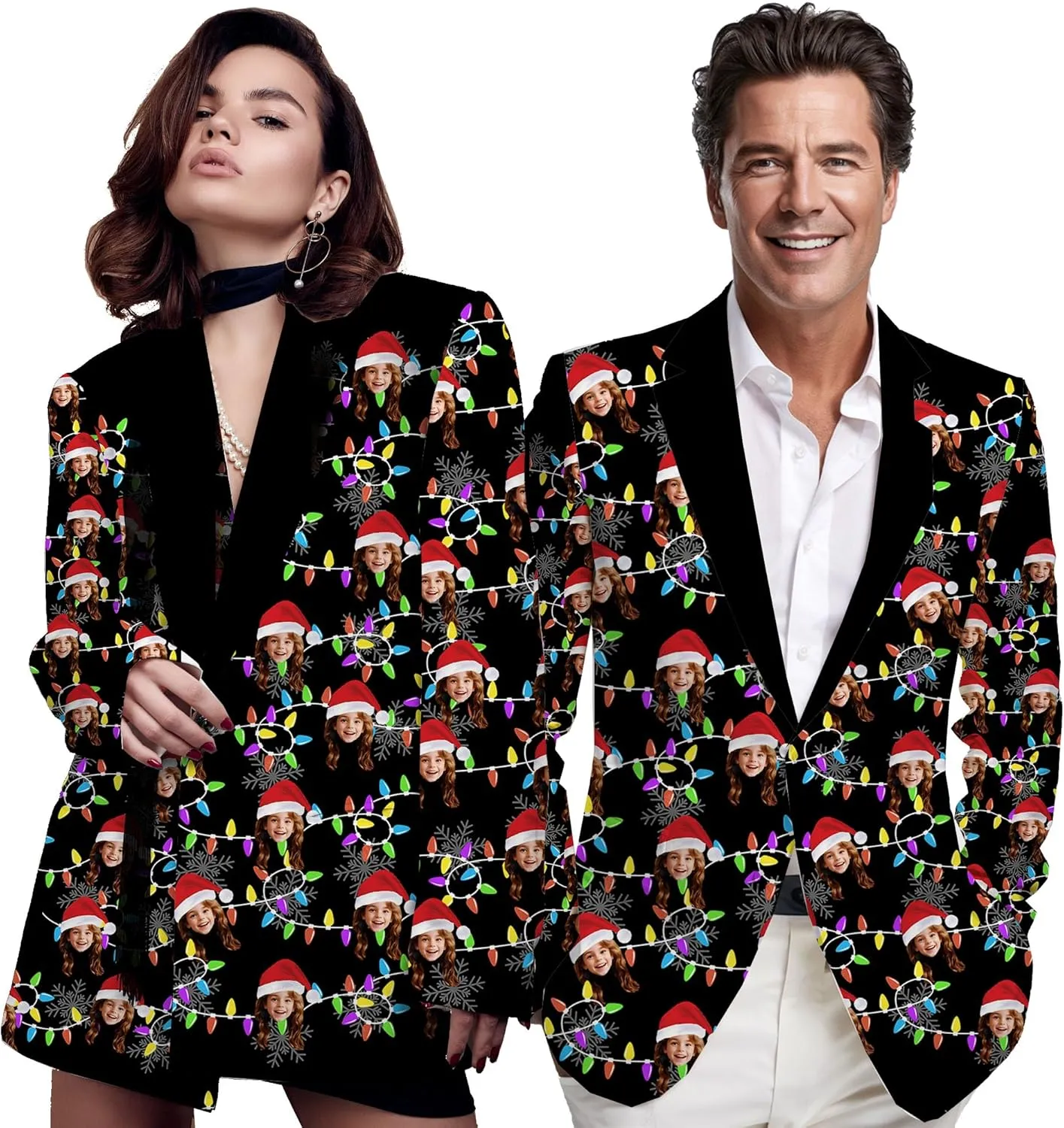 Custom Blazer Jacket for Women Men with Logo Face Personalized Funny Business Casual Christmas Sweatshirt Blazers