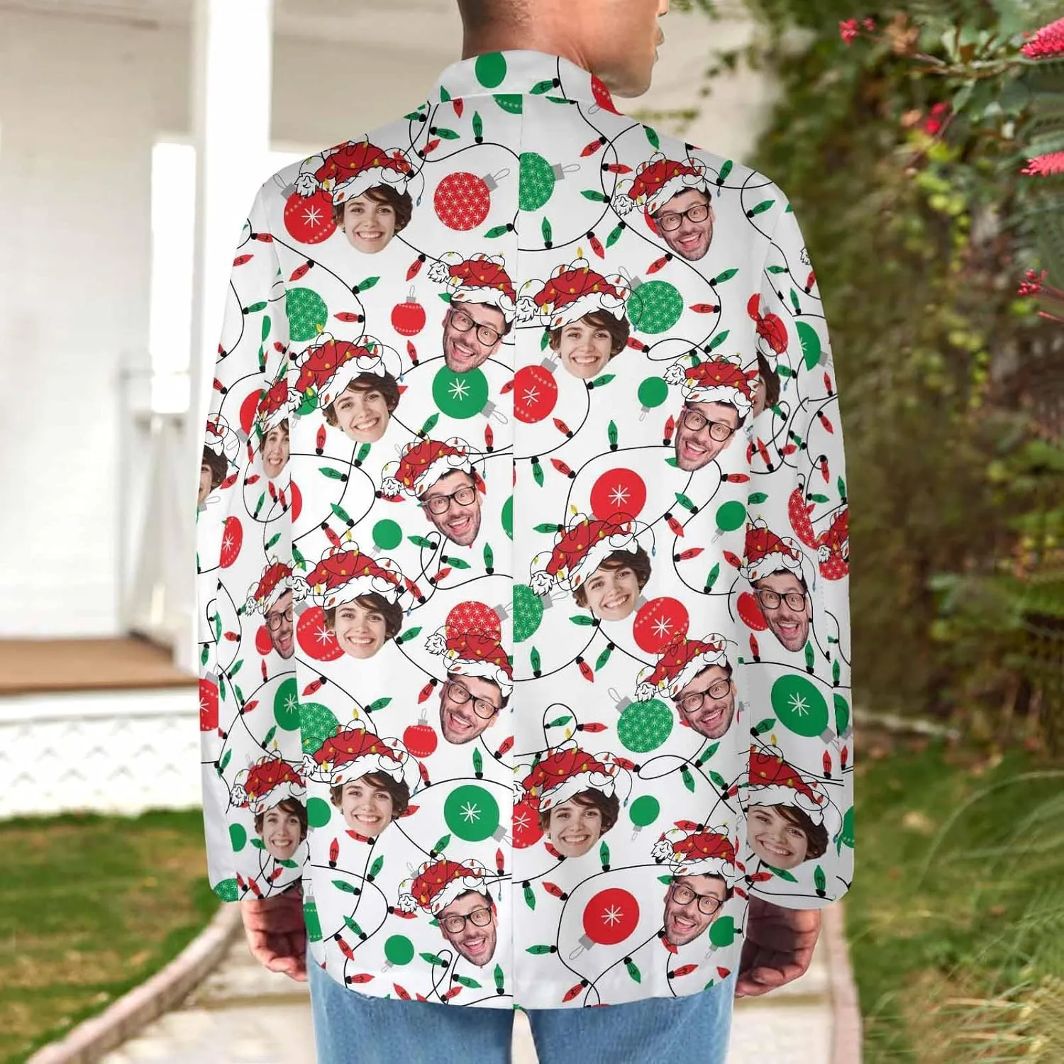 Custom Blazer Jacket for Women Men with Logo Face Personalized Funny Business Casual Christmas Sweatshirt Blazers