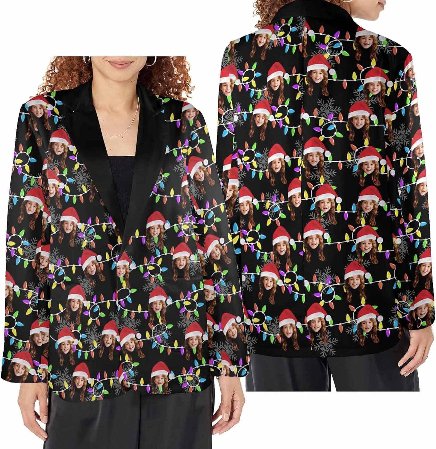 Custom Blazer Jacket for Women Men with Logo Face Personalized Funny Business Casual Christmas Sweatshirt Blazers