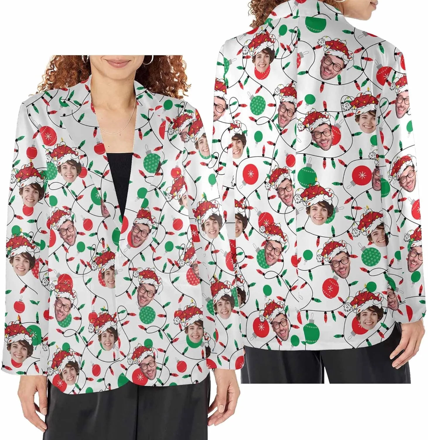 Custom Blazer Jacket for Women Men with Logo Face Personalized Funny Business Casual Christmas Sweatshirt Blazers