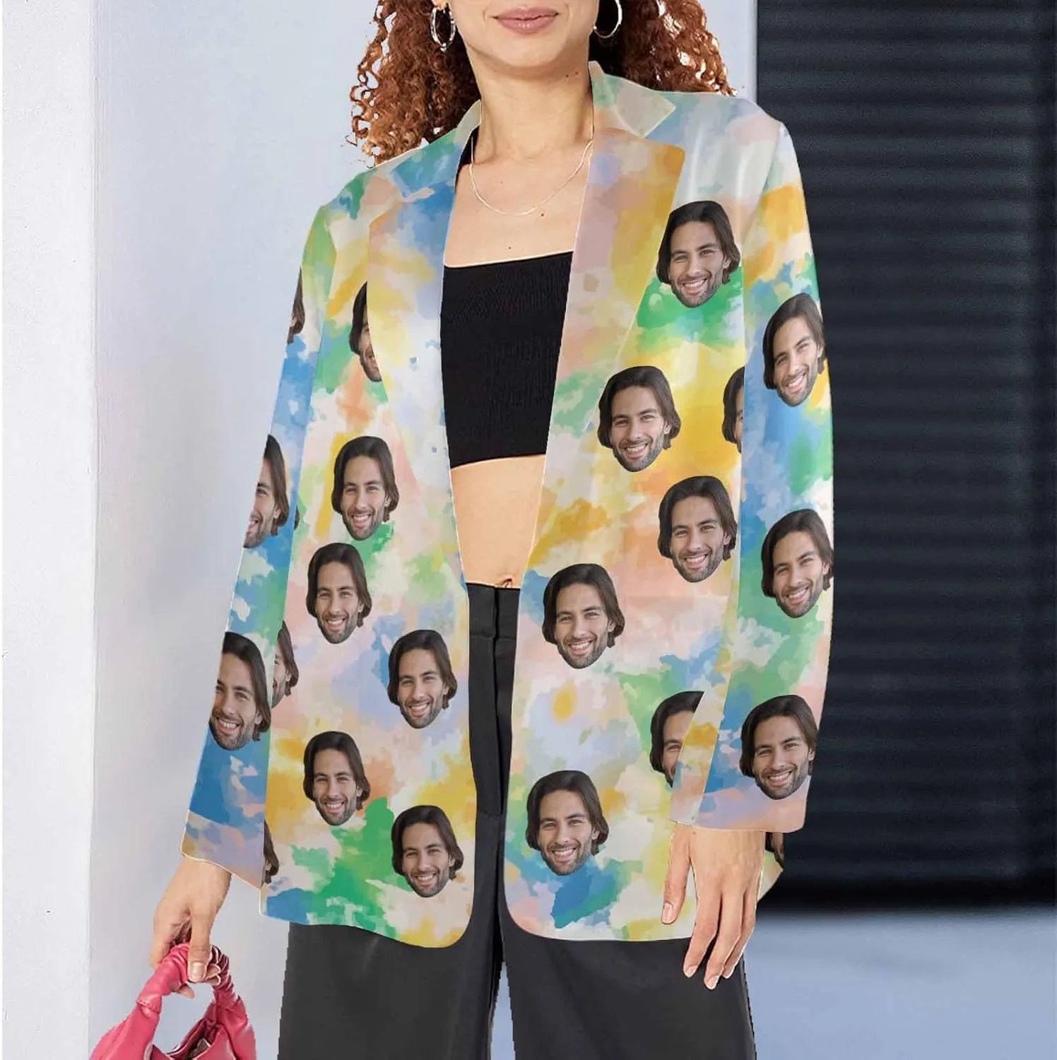 Custom Casual Blazer for Women Men with Face Personalized One Button Suit Jackets Sports Coat Business Blazers