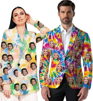 Custom Casual Blazer for Women Men with Face Personalized One Button Suit Jackets Sports Coat Business Blazers