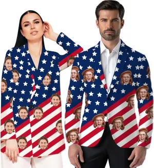 Custom Casual Blazer for Women Men with Face Personalized One Button Suit Jackets Sports Coat Business Blazers