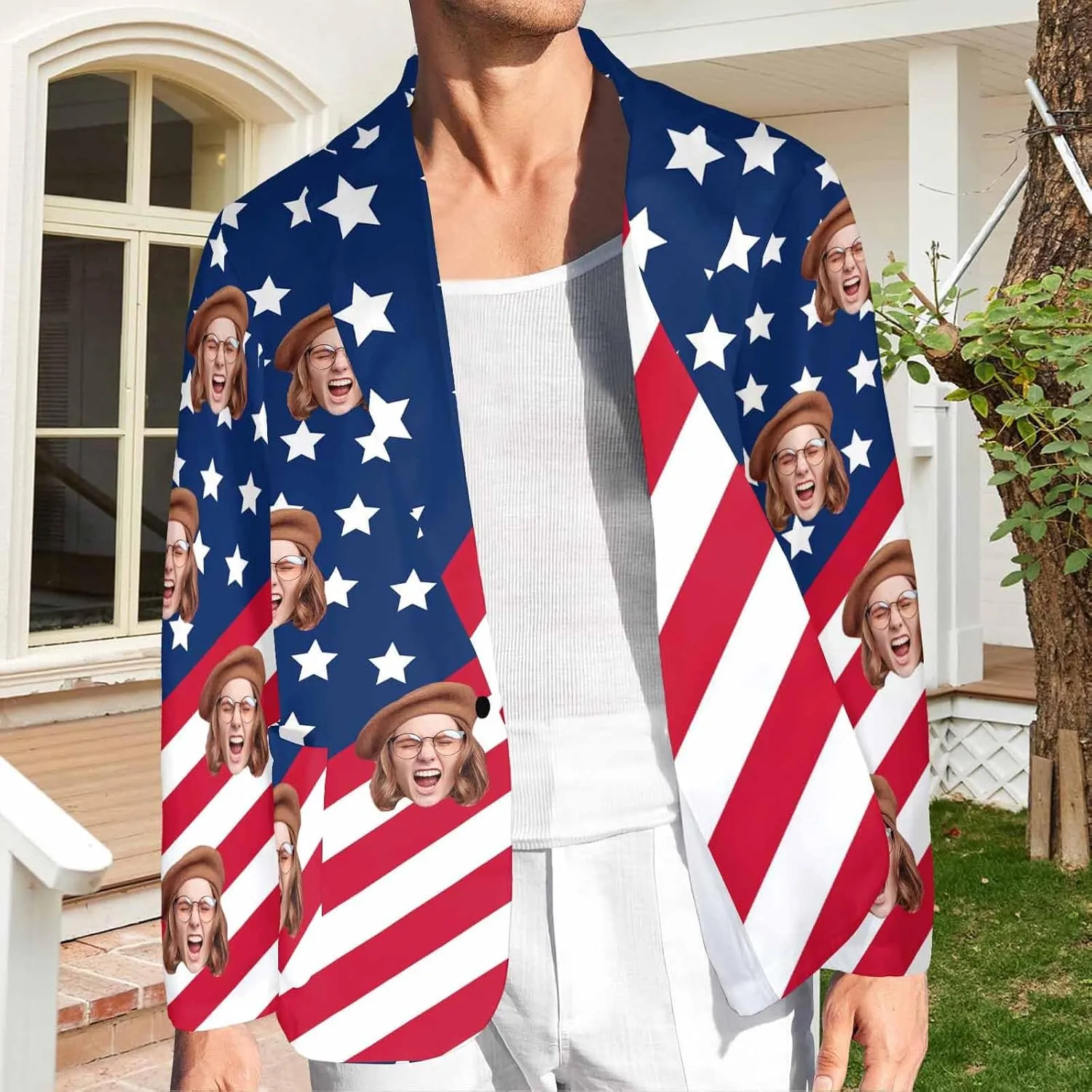Custom Casual Blazer for Women Men with Face Personalized One Button Suit Jackets Sports Coat Business Blazers
