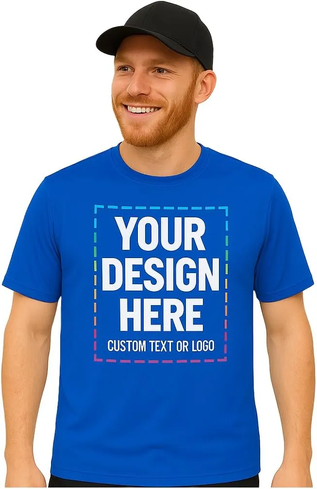 Custom Shirts - Dry Fit Moisture-Wicking Short Sleeve Performance T-Shirts for Gym, Work, or Sports
