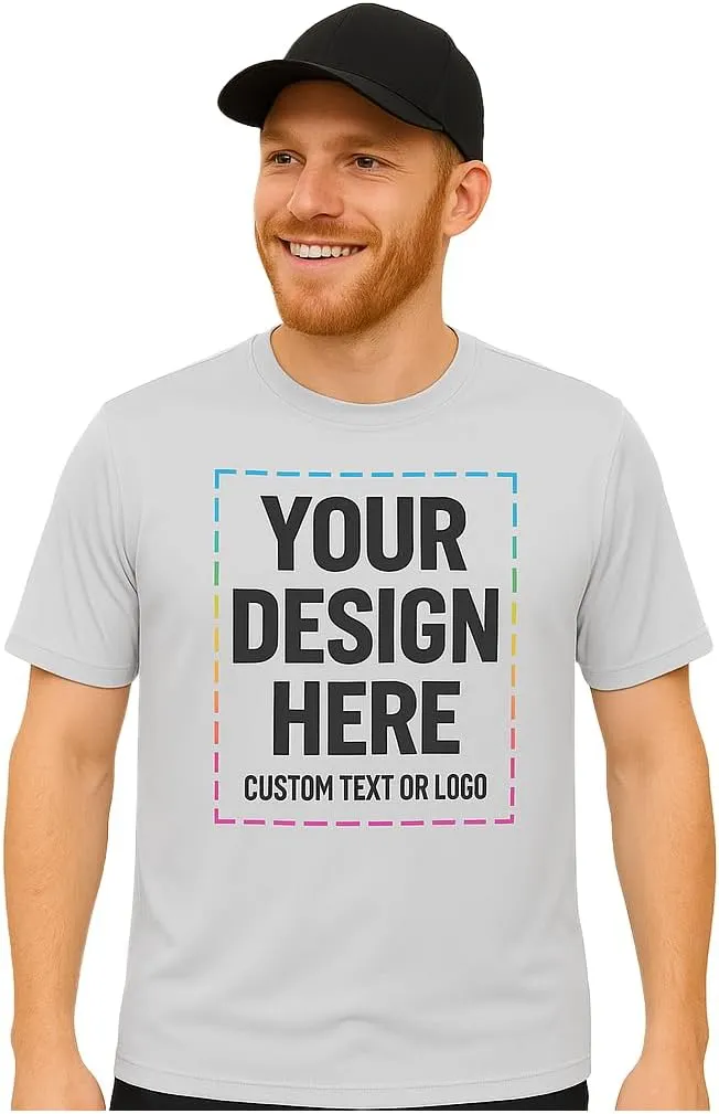 Custom Shirts - Dry Fit Moisture-Wicking Short Sleeve Performance T-Shirts for Gym, Work, or Sports