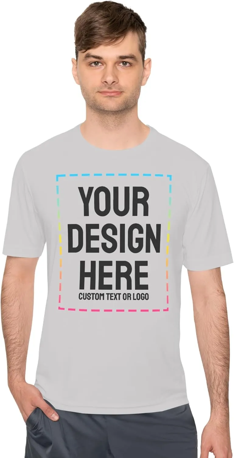 Custom Shirts - Dry Fit Moisture-Wicking Short Sleeve Performance T-Shirts for Gym, Work, or Sports