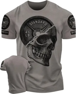 D R DETROIT REBELS Skull Plate Printed Shirts Men's Hardcore Gym Workout T-Shirt