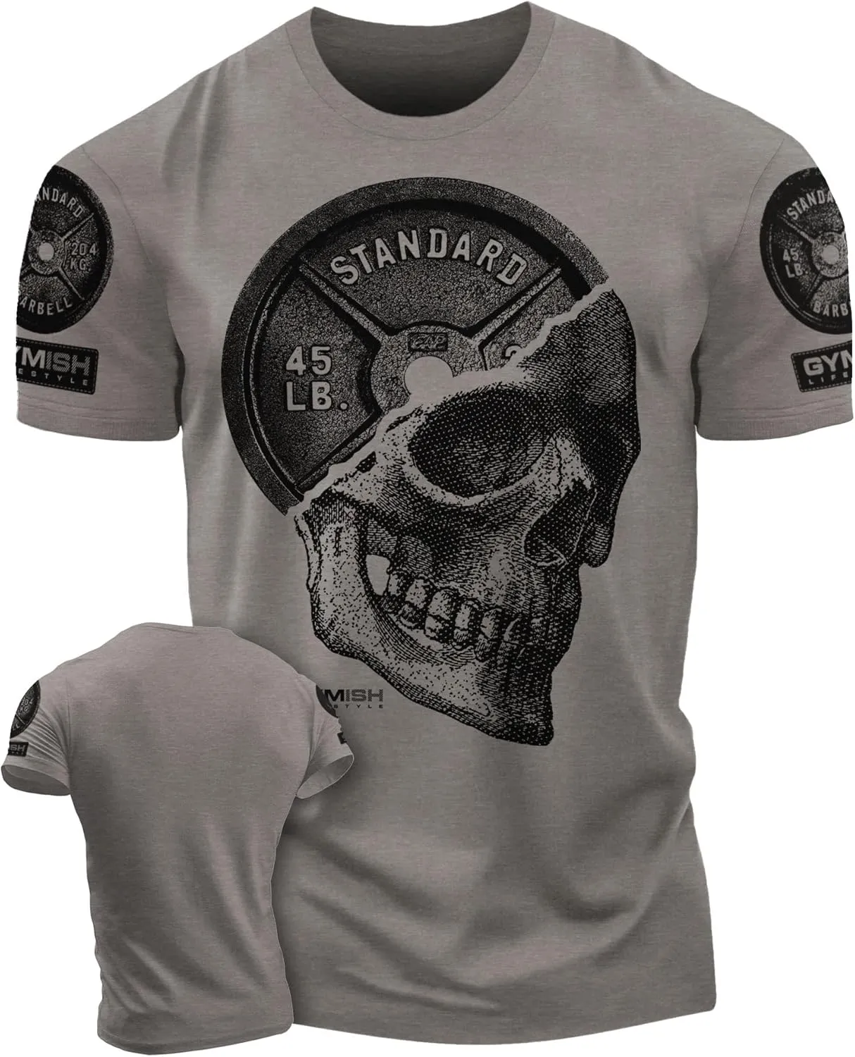 D R DETROIT REBELS Skull Plate Printed Shirts Men's Hardcore Gym Workout T-Shirt