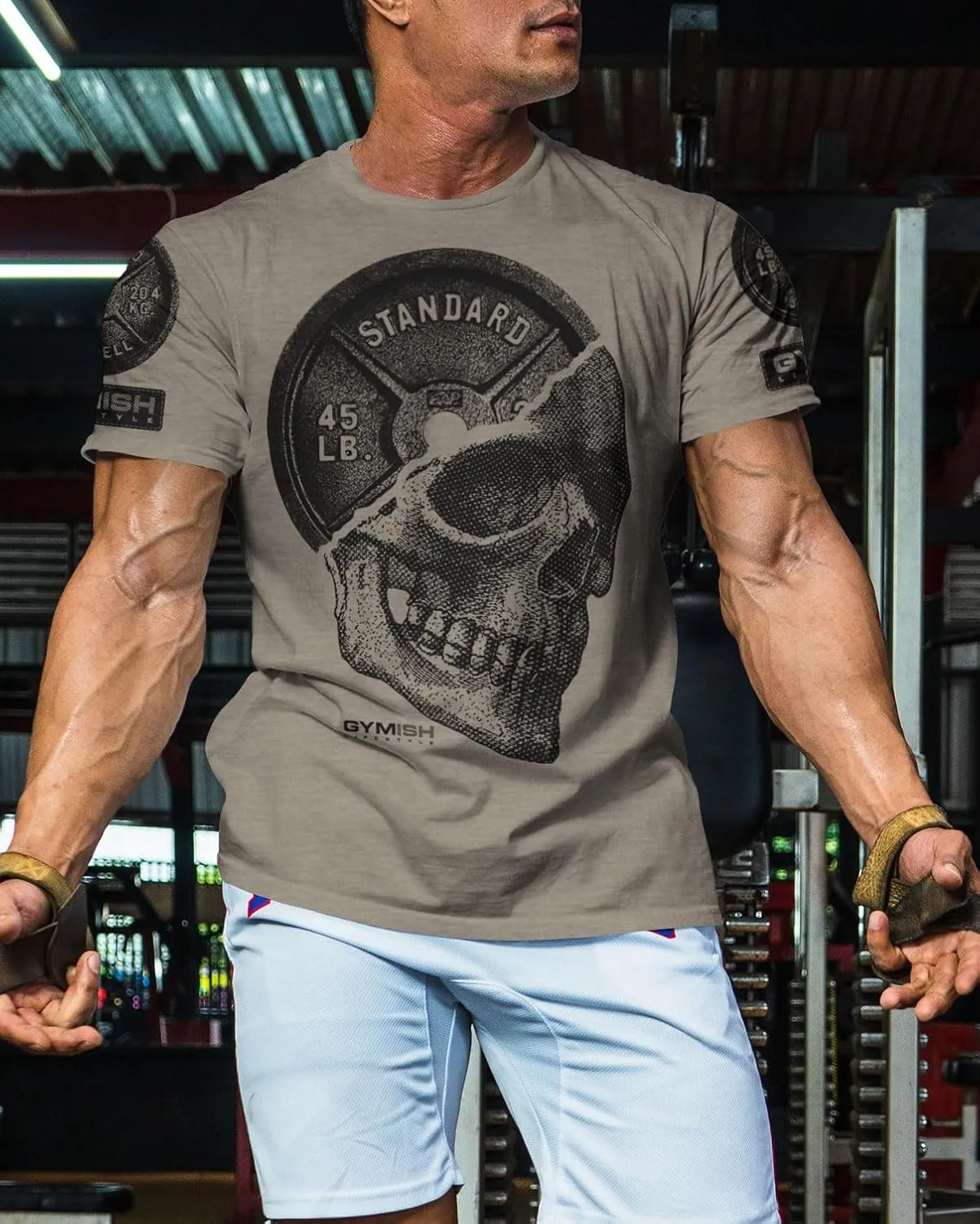 D R DETROIT REBELS Skull Plate Printed Shirts Men's Hardcore Gym Workout T-Shirt